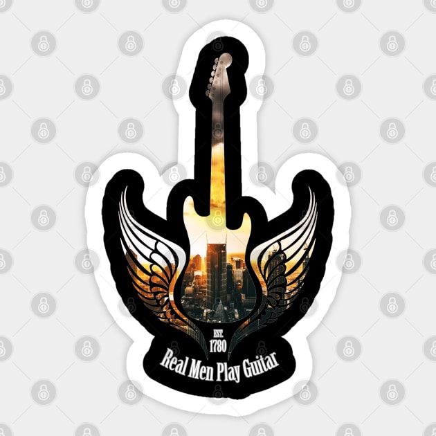 real men play guitar Sticker by FerMinem